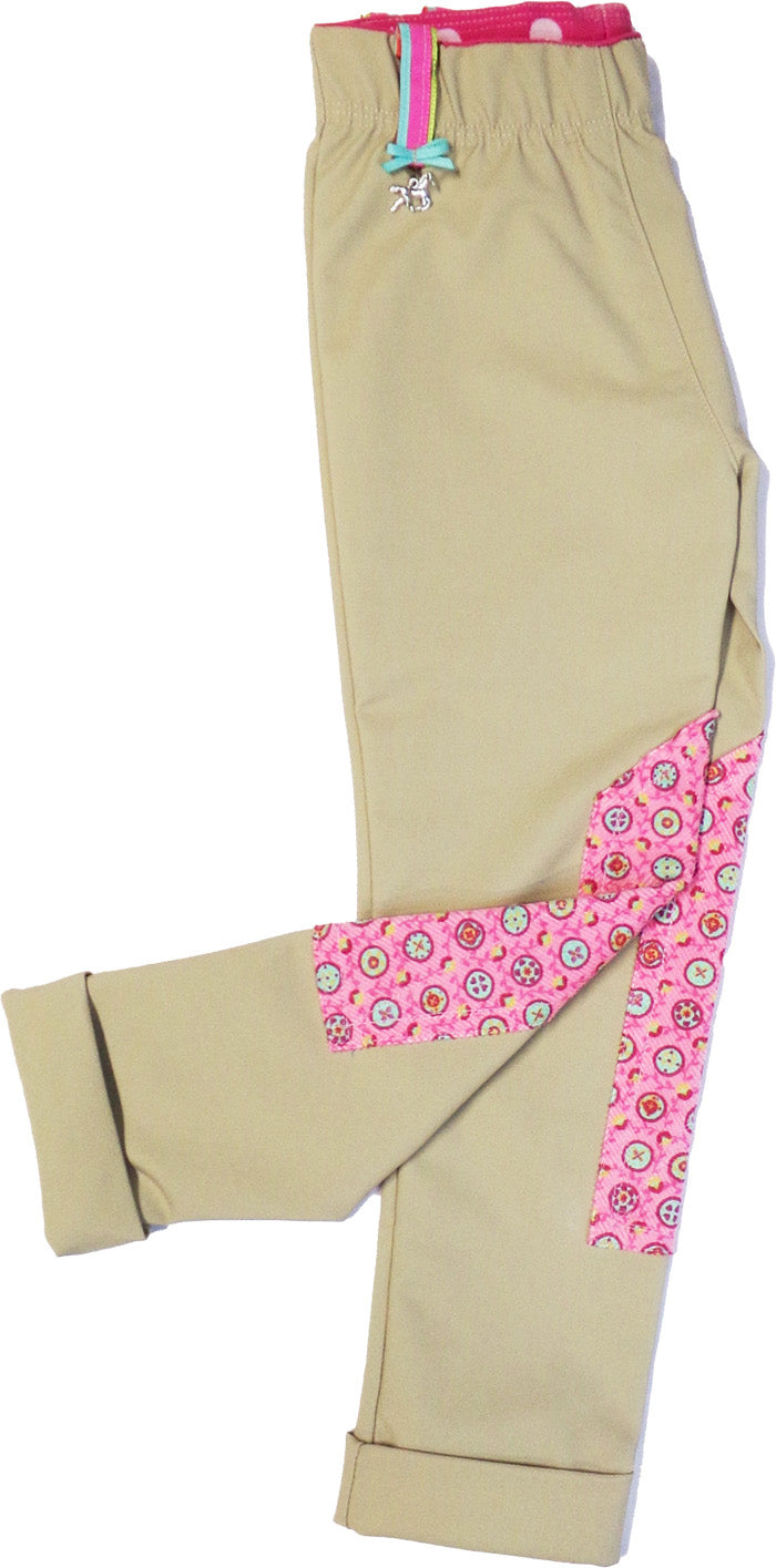 Tan pant w/ pink polka dot